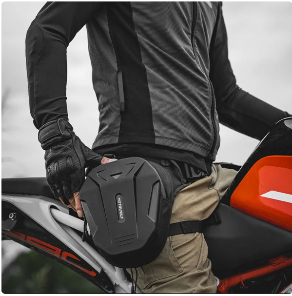 Motorcycle Drop Leg Side Bag - Black