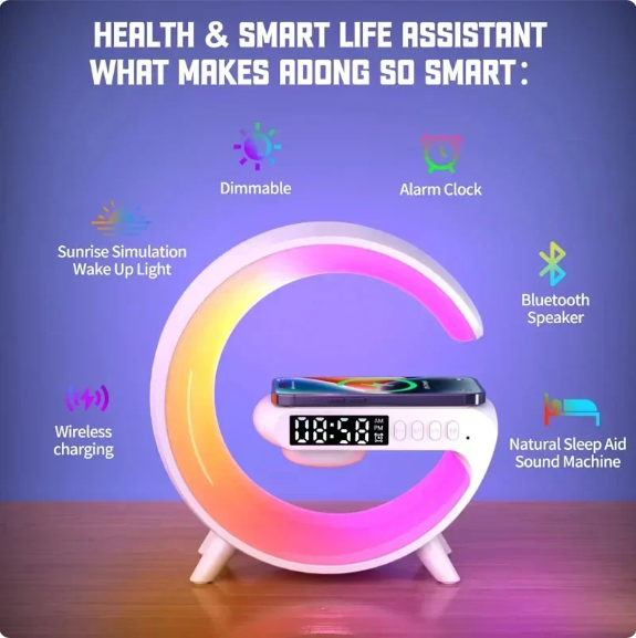 Multifunction Wireless Fast Charger Pad Stand Speaker Night Light