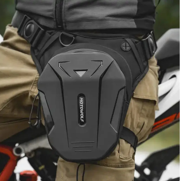 Motorcycle Drop Leg Side Bag - Black