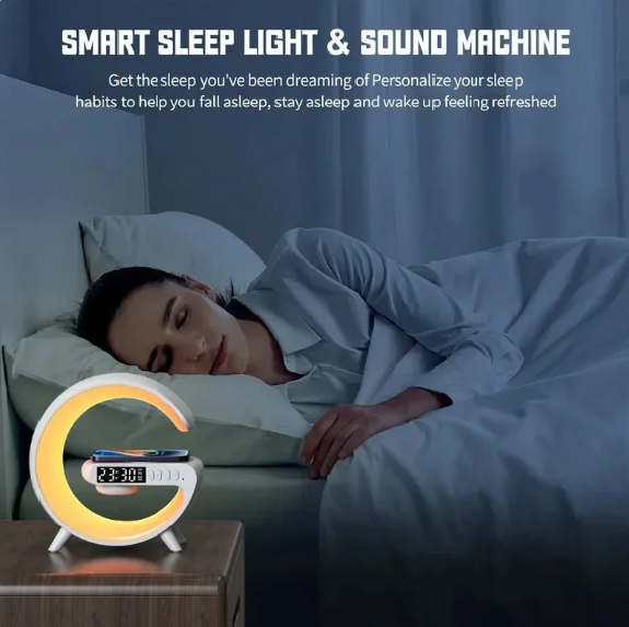 Multifunction Wireless Fast Charger Pad Stand Speaker Night Light
