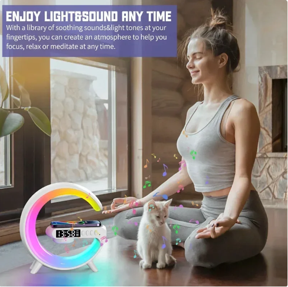 Multifunction Wireless Fast Charger Pad Stand Speaker Night Light