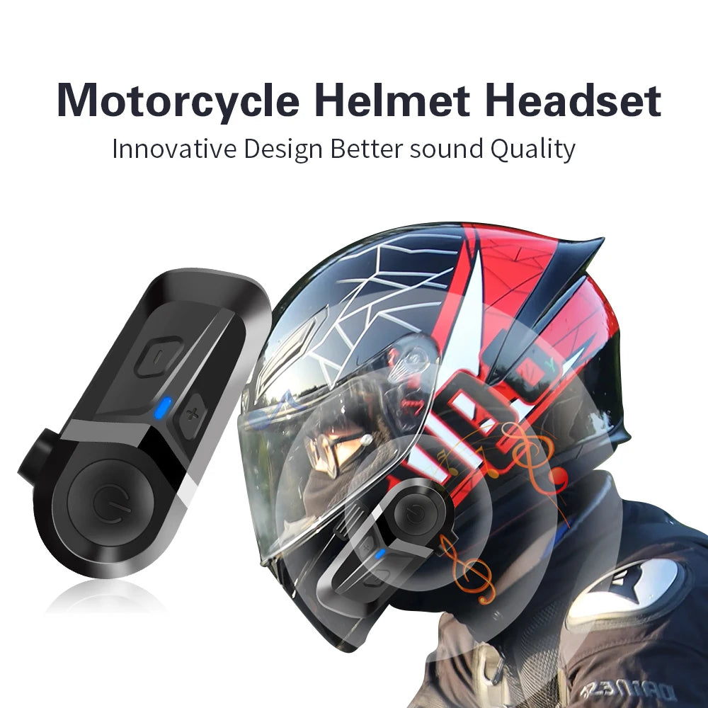 Bluetooth 5.3 Motorcycle Helmet Headset - Wireless Stereo Earbuds