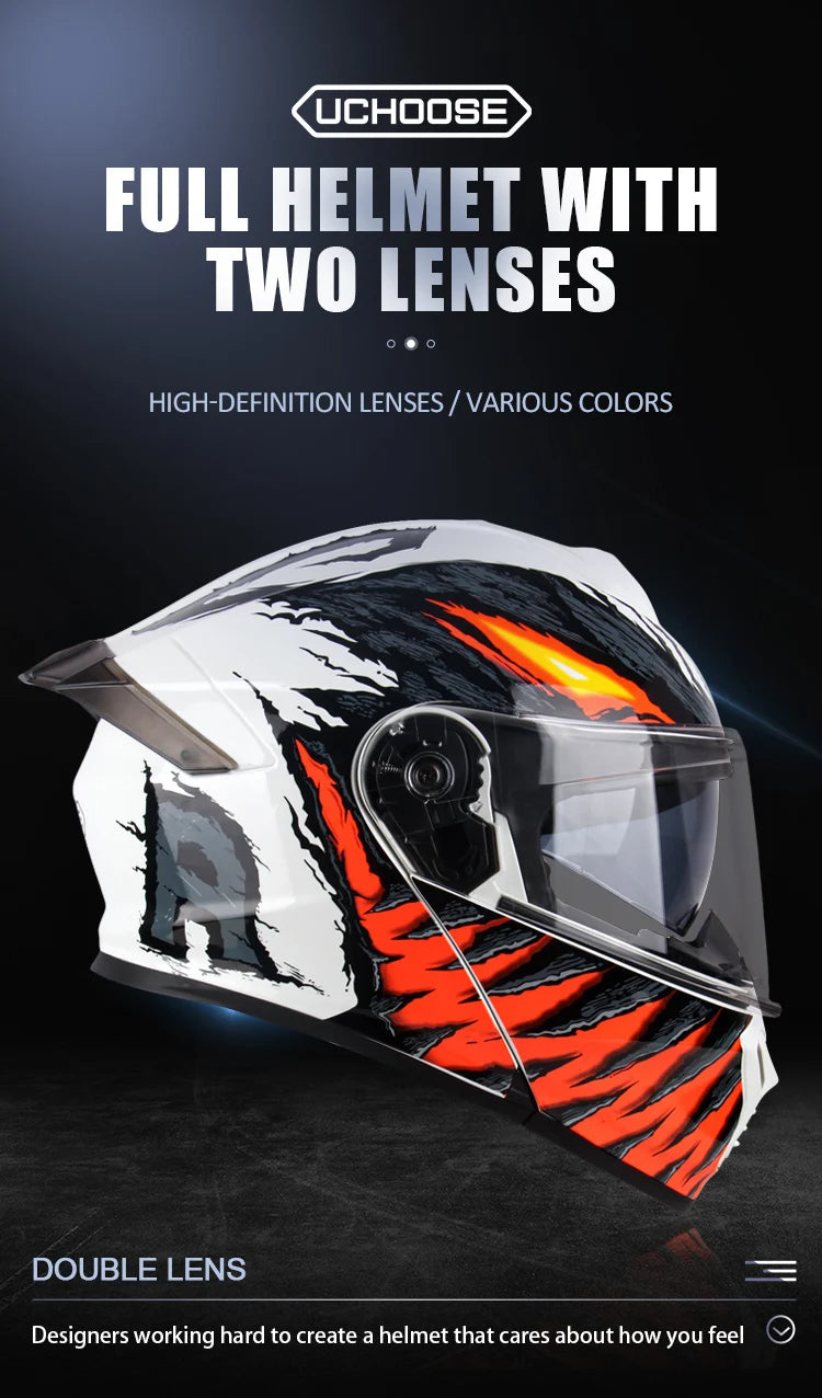 Men's Modular Flip-Up Motorcycle Helmet - ABS Dual Lens