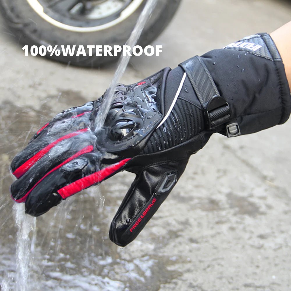 Winter Motorcycle Gloves - Red