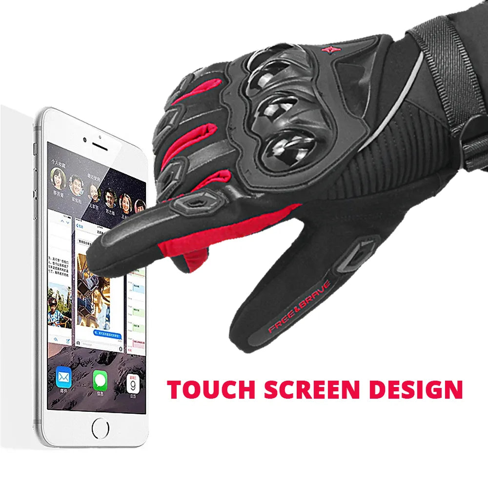 Winter Motorcycle Gloves - Red
