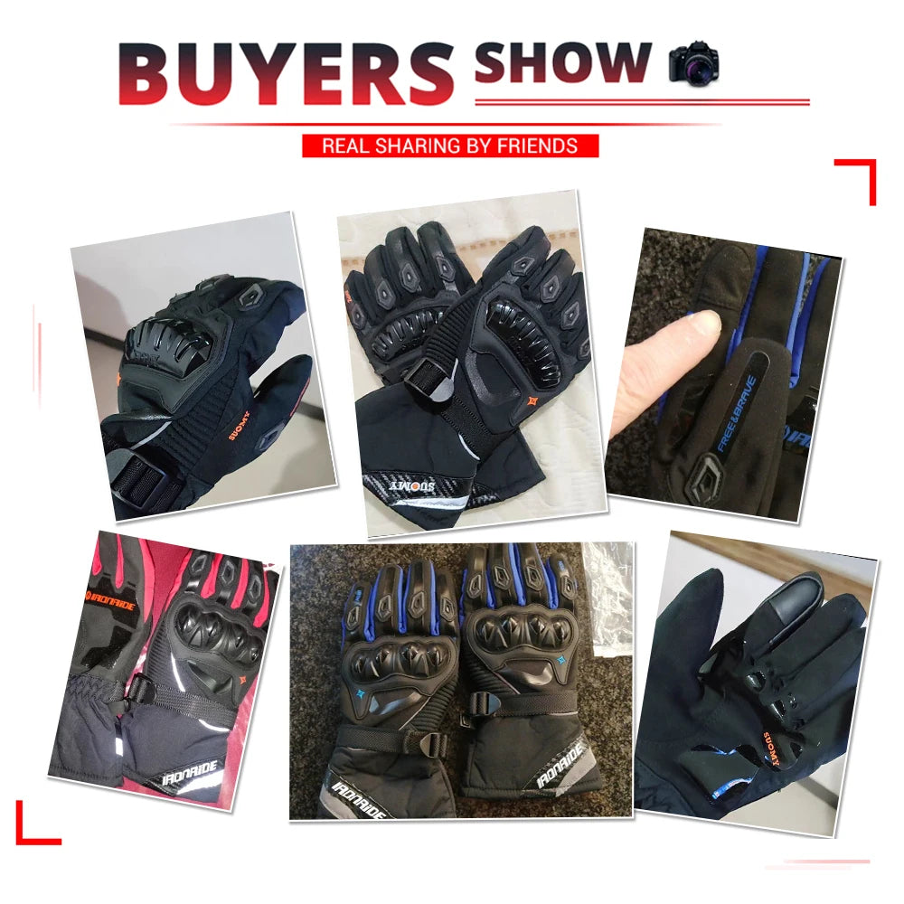 Winter Motorcycle Gloves - Red
