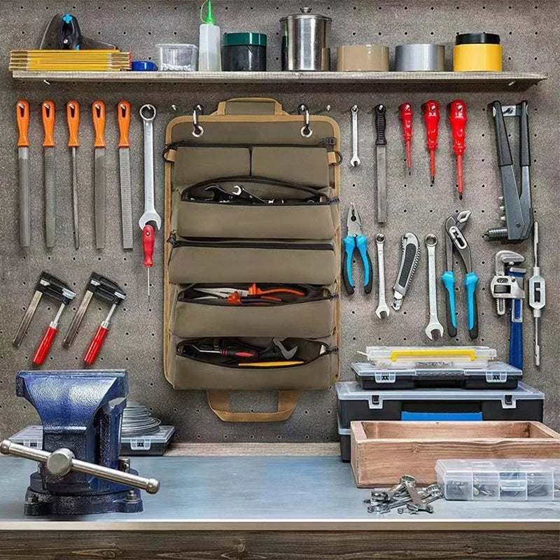 Portable Canvas Tool Storage Bag for Electricians, Carpenters, and Auto Repair