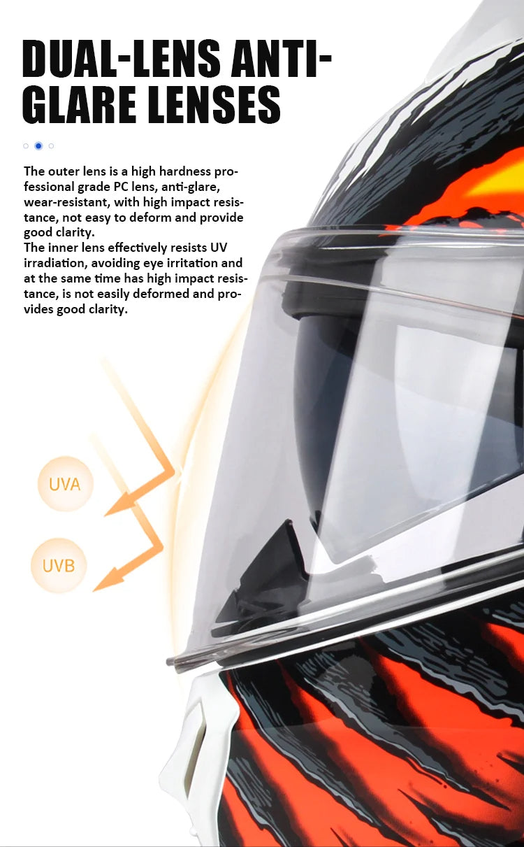 Men's Modular Flip-Up Motorcycle Helmet - ABS Dual Lens