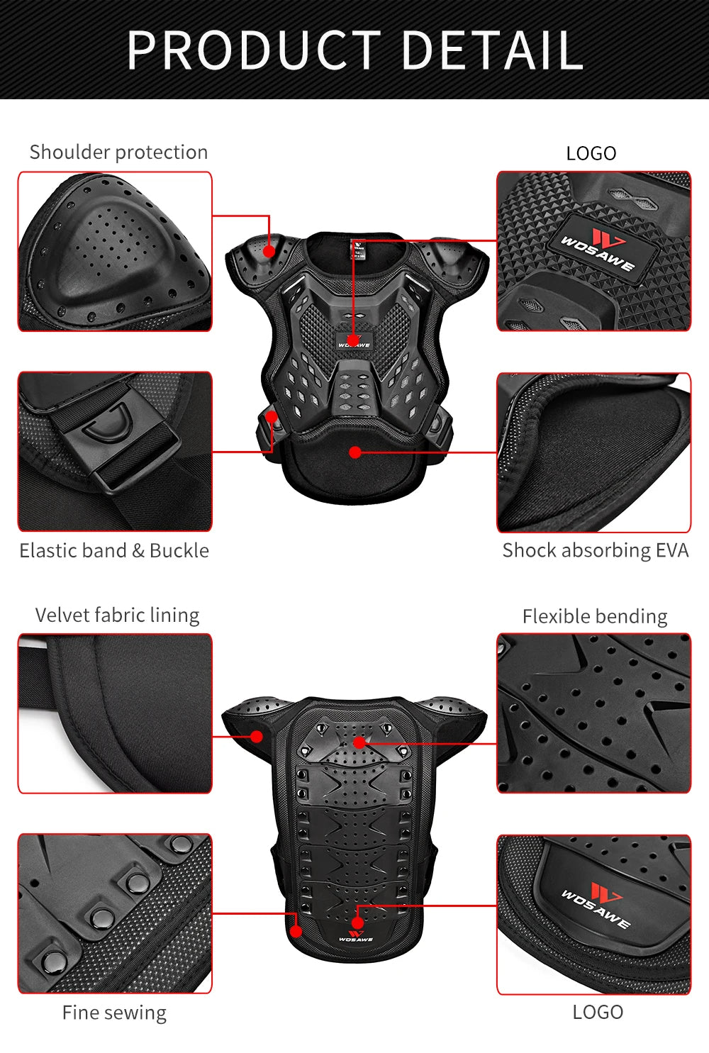 Children Chest Back Spine Protector Vest Gear Kids Motorcycle Armor Riders