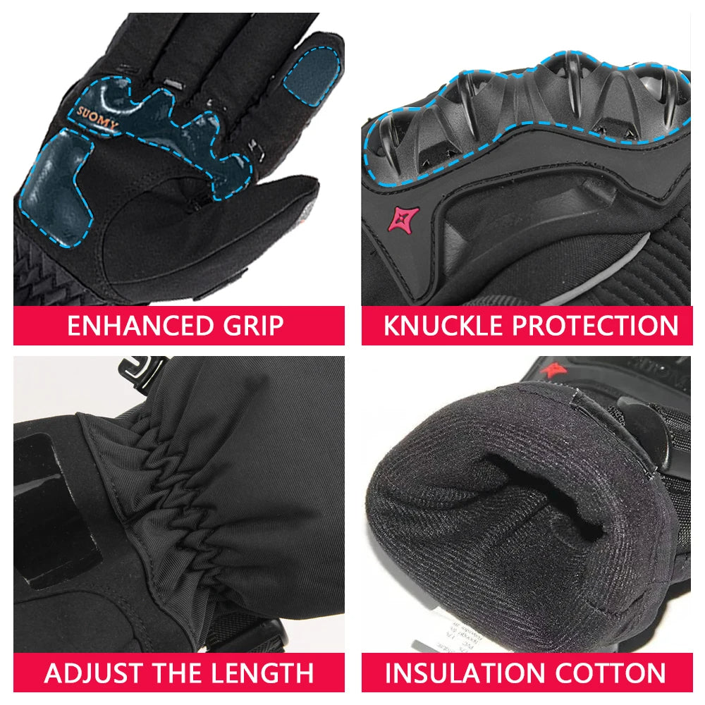 Winter Motorcycle Gloves - Red