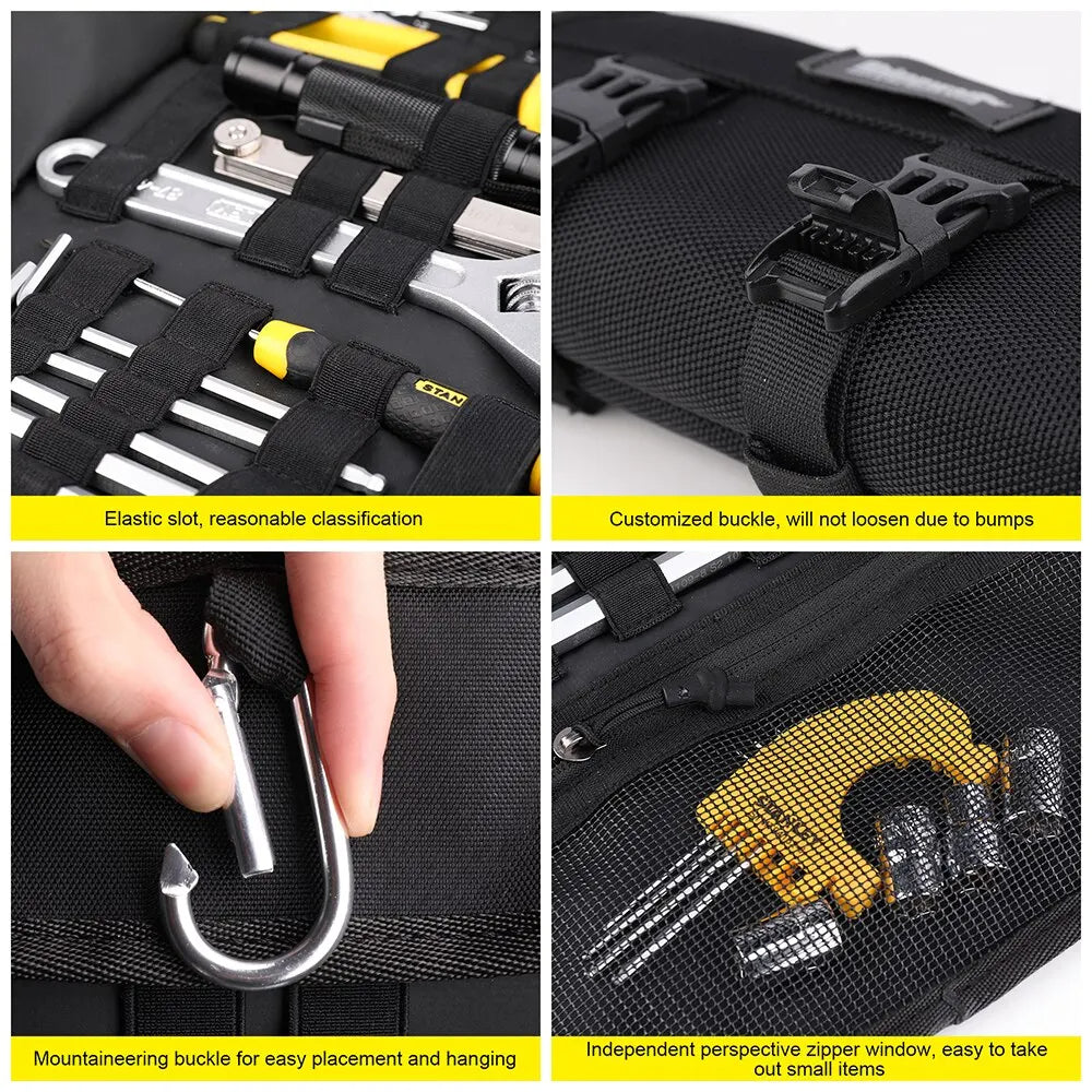 Motorcycle Tool Roll Bag - Portable Tool Storage for Bikers