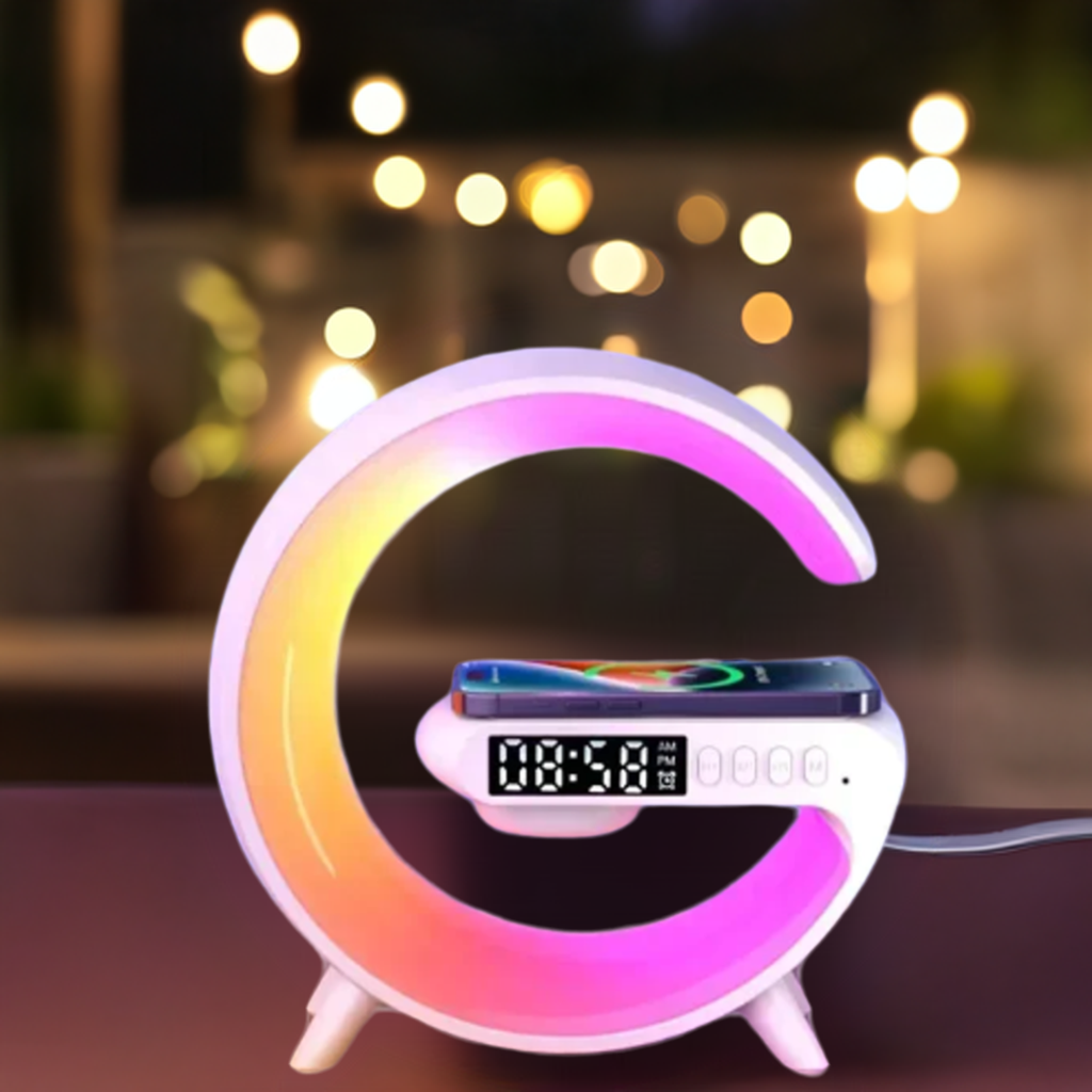 Multifunction Wireless Fast Charger Pad Stand Speaker Night Light