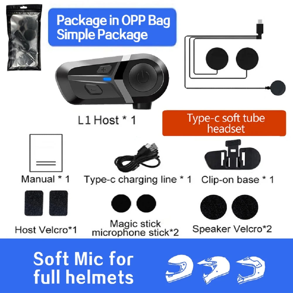 Bluetooth 5.3 Motorcycle Helmet Headset - Wireless Stereo Earbuds