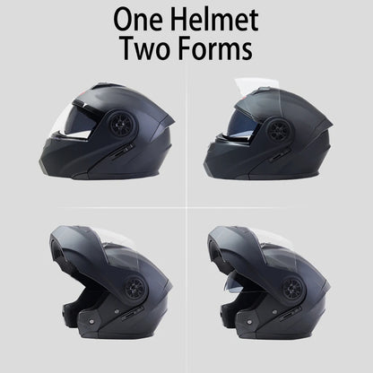 Dual Lens Flip Up Motorcycle Helmet Matte Black